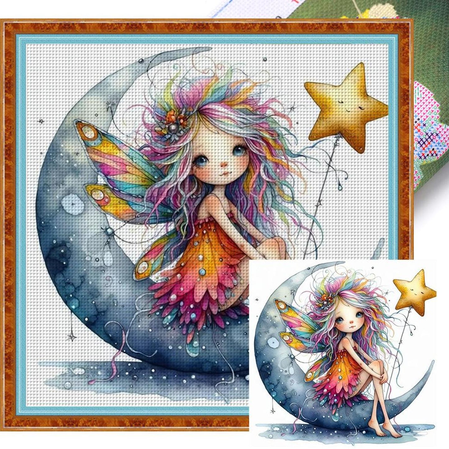 Moon Girl - Full 11CT Stamped Cross Stitch 40x40CM - Yishu