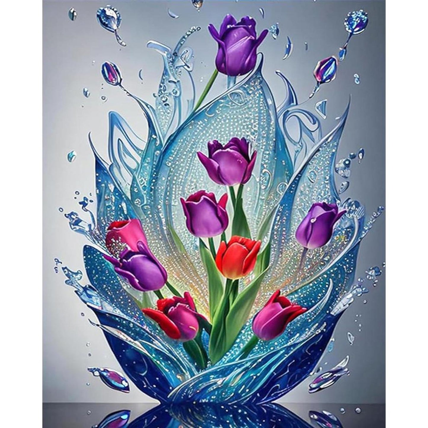 Tulip And Water Drop - Full 11CT Counted Cross Stitch 40x50CM - Huacan