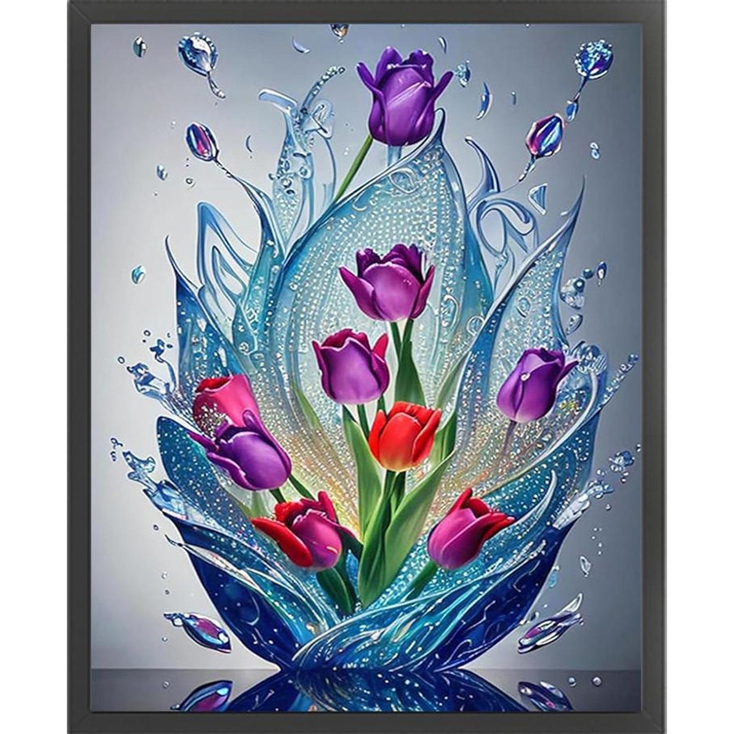 Tulip And Water Drop - Full 11CT Counted Cross Stitch 40x50CM - Huacan