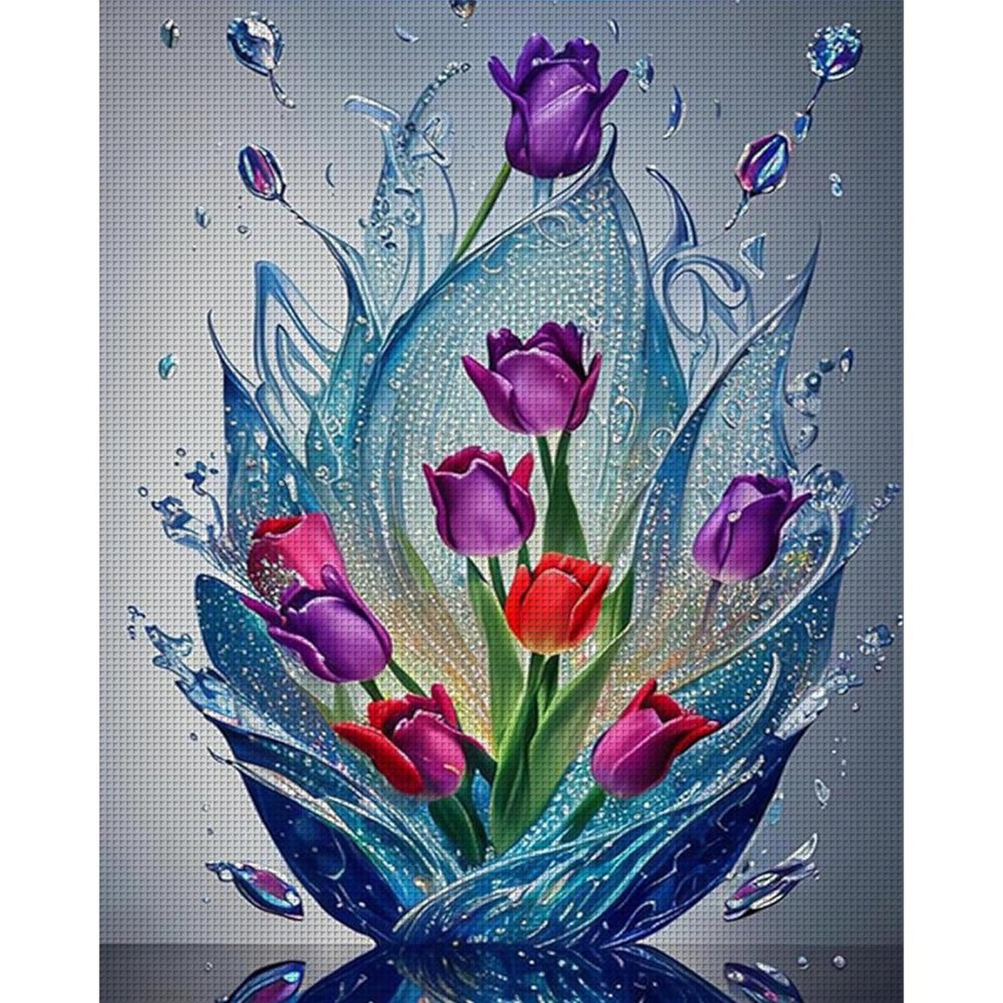 Tulip And Water Drop - Full 11CT Counted Cross Stitch 40x50CM - Huacan