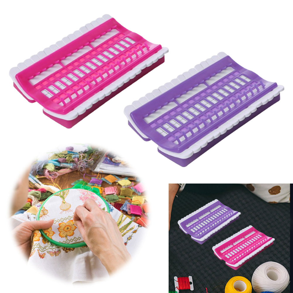 2PCS 30 Positions Floss Organizer Plastic Thread Organizers (Rose Red Purple)