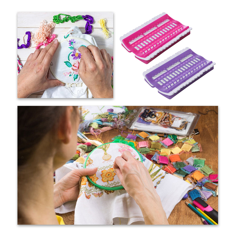 2PCS 30 Positions Floss Organizer Plastic Thread Organizers (Rose Red Purple)