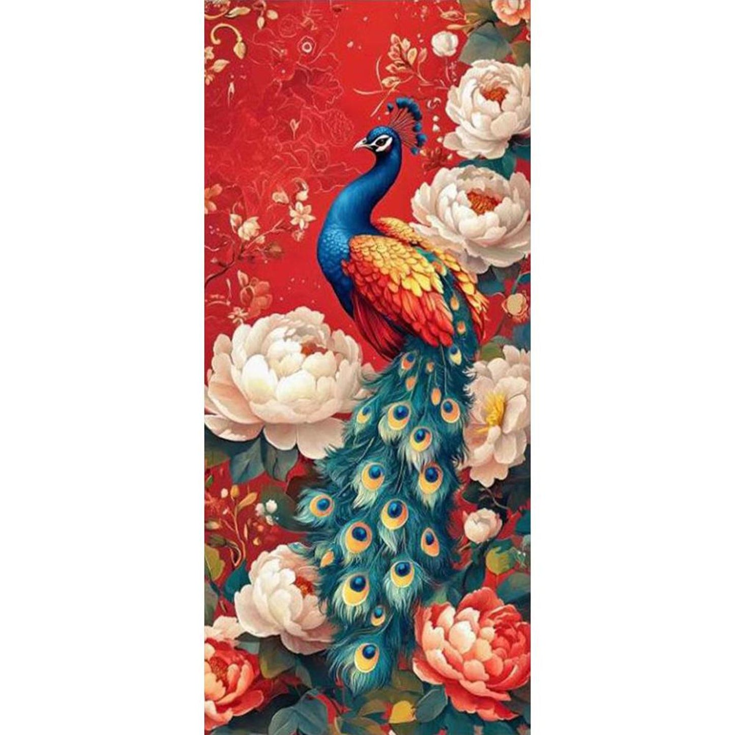 Peacock And Peony - Full 11CT Stamped Cross Stitch 40x90CM - Huacan