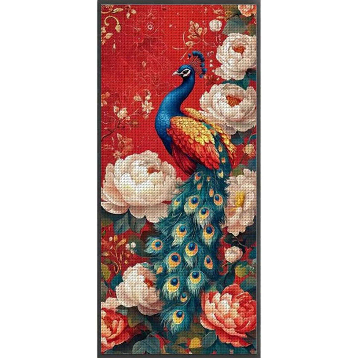 Peacock And Peony - Full 11CT Stamped Cross Stitch 40x90CM - Huacan
