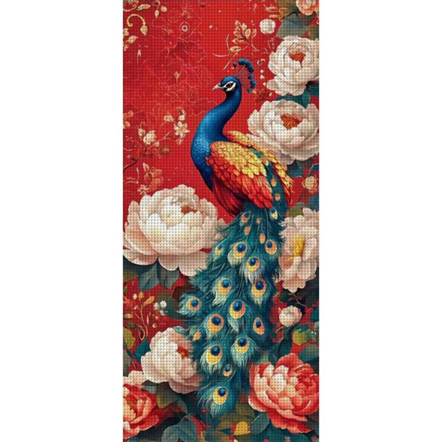 Peacock And Peony - Full 11CT Stamped Cross Stitch 40x90CM - Huacan