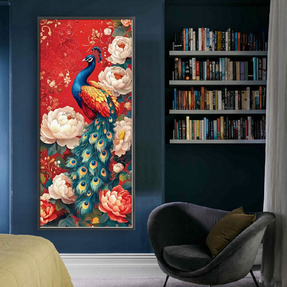 Peacock And Peony - Full 11CT Stamped Cross Stitch 40x90CM - Huacan