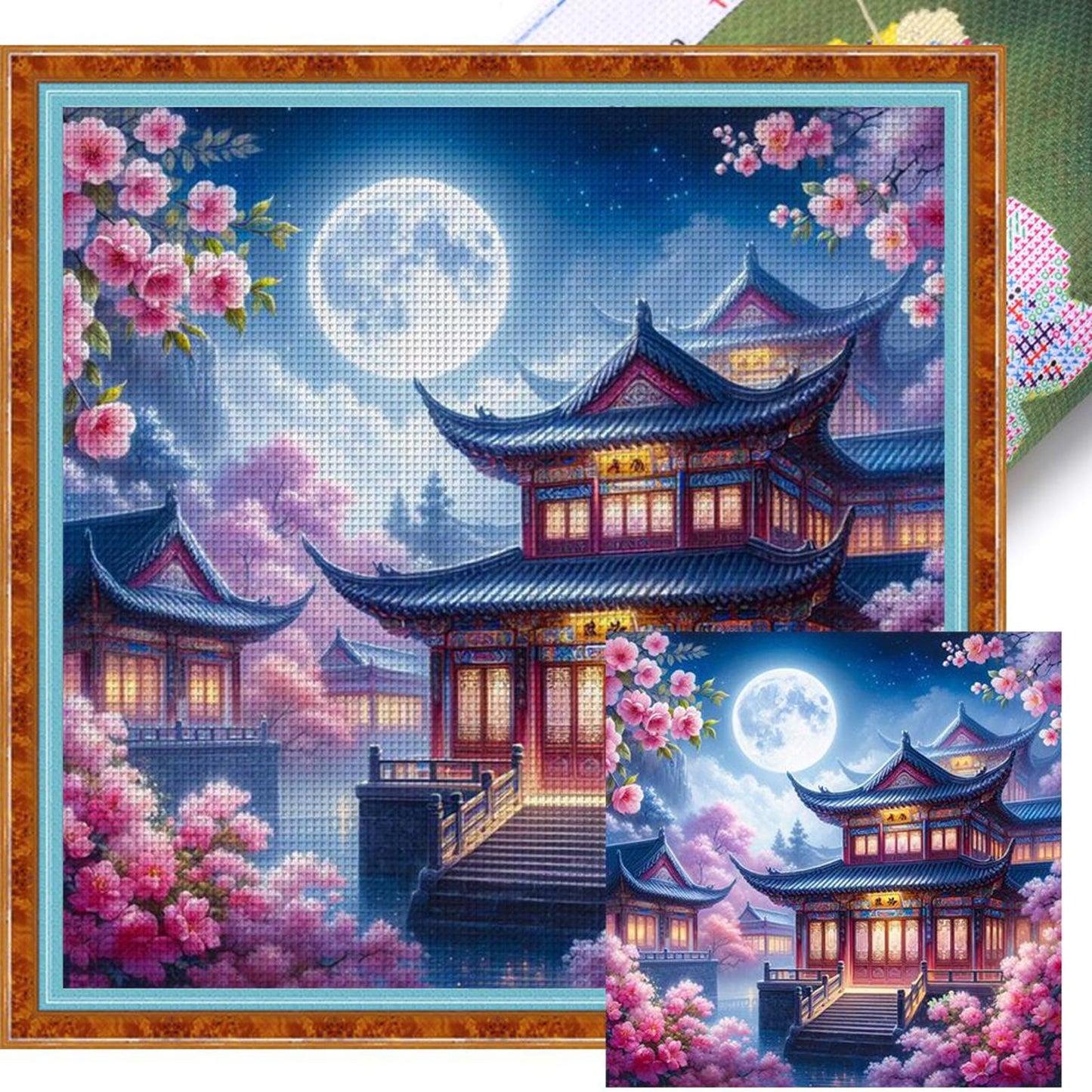 Pavilions And Terraces - Full 11CT Stamped Cross Stitch 50x50CM - Huacan