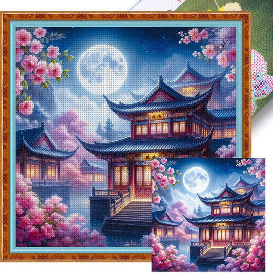 Pavilions And Terraces - Full 11CT Stamped Cross Stitch 50x50CM - Huacan