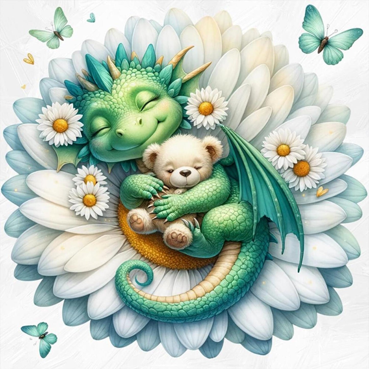 Lotus And Dragon - Full 11CT Stamped Cross Stitch 50x50CM - Huacan