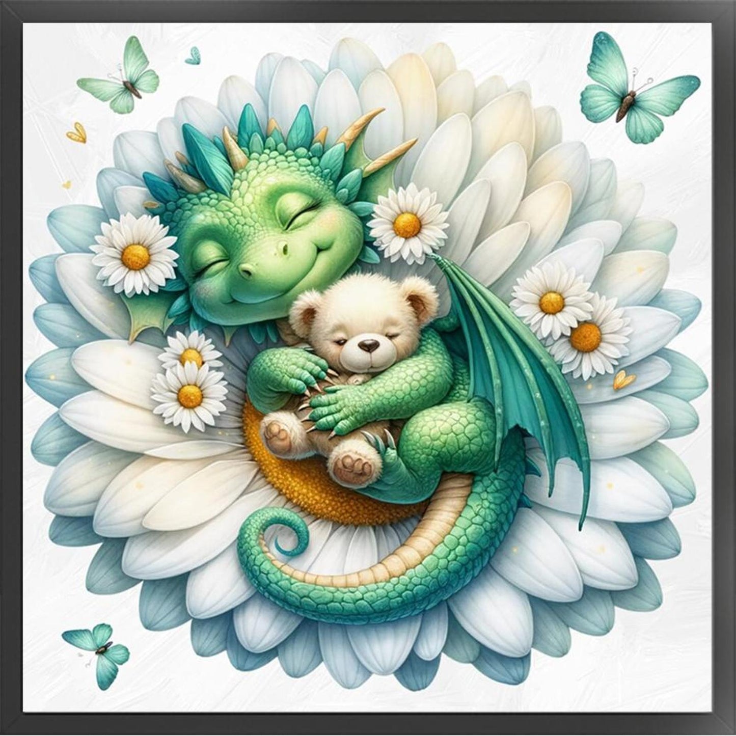 Lotus And Dragon - Full 11CT Stamped Cross Stitch 50x50CM - Huacan