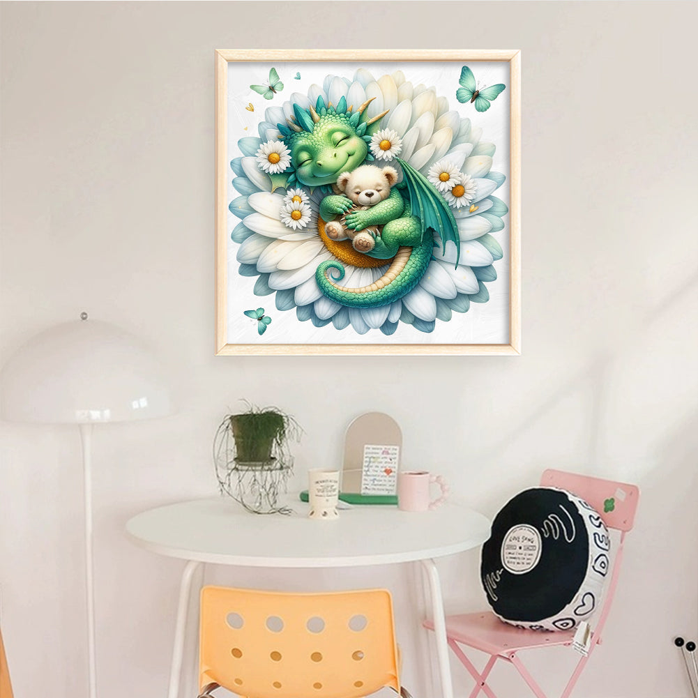 Lotus And Dragon - Full 11CT Stamped Cross Stitch 50x50CM - Huacan
