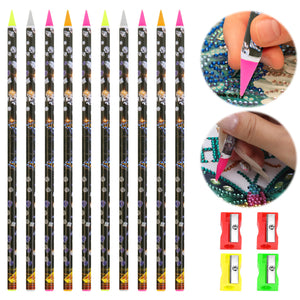 10Pcs 5D Crystal Gem Pick Up Tool 23cm Dotting Wax Pencil for Art Craft