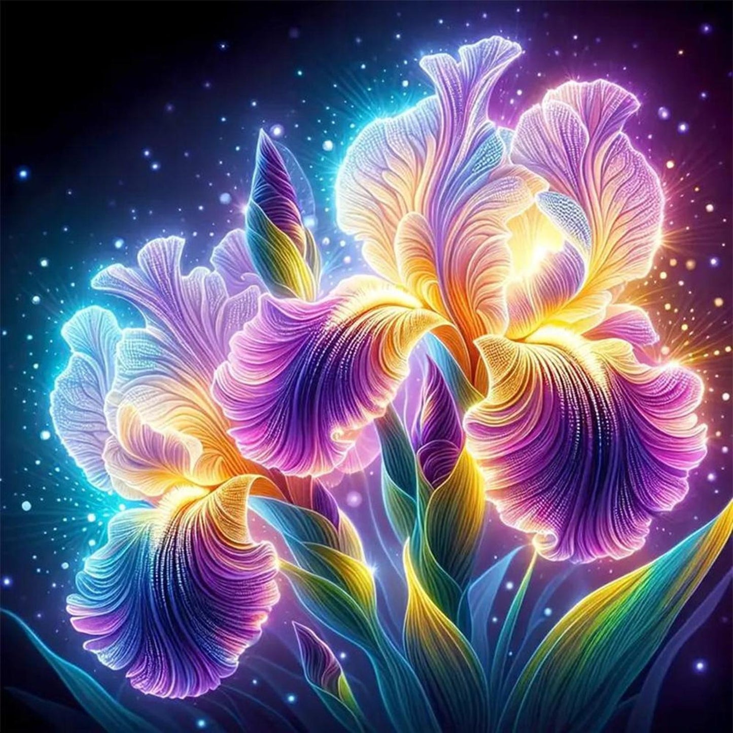 Iris - Full 11CT Stamped Cross Stitch 40x40CM - Huacan