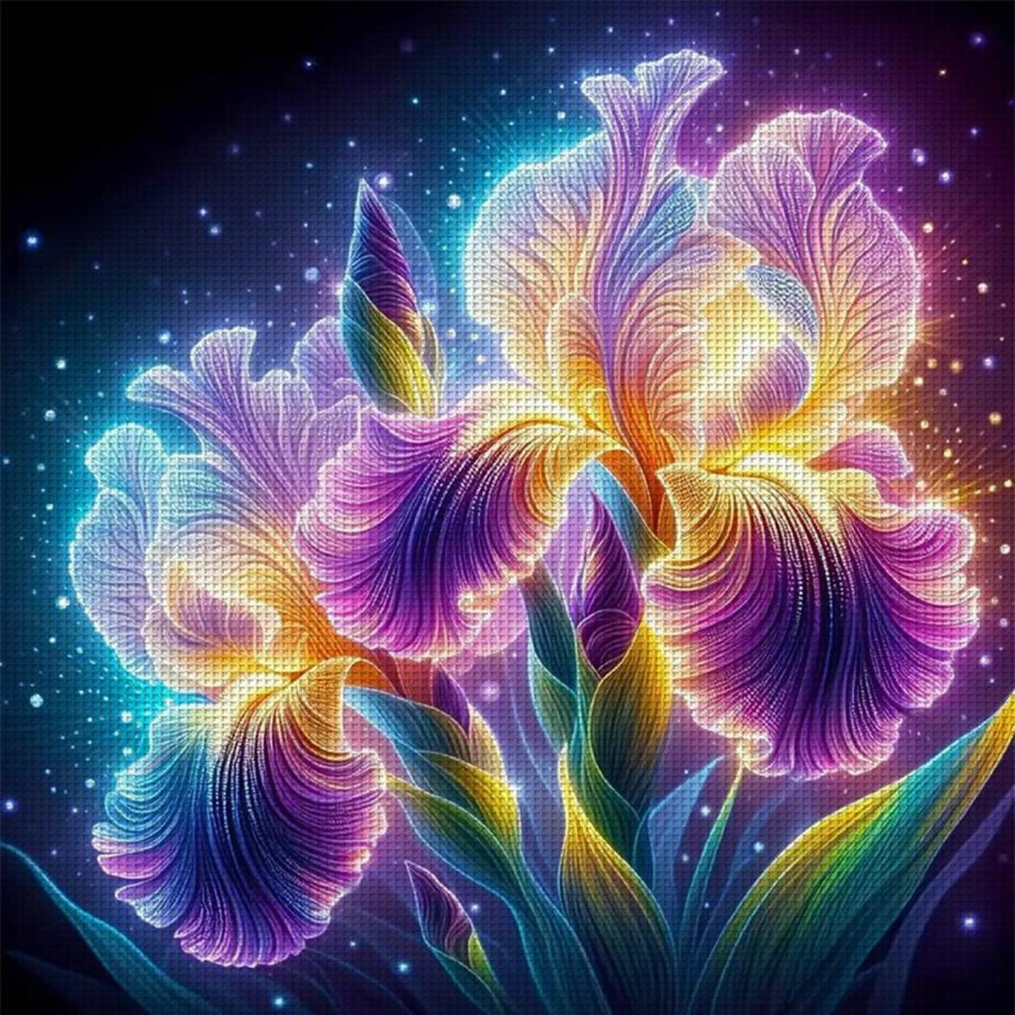 Iris - Full 11CT Stamped Cross Stitch 40x40CM - Huacan