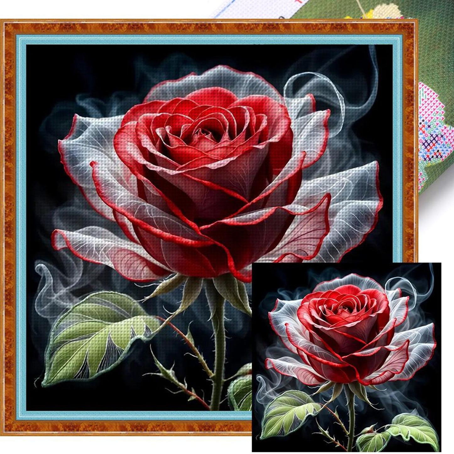 Rose - Full 11CT Stamped Cross Stitch 40x40CM - Huacan