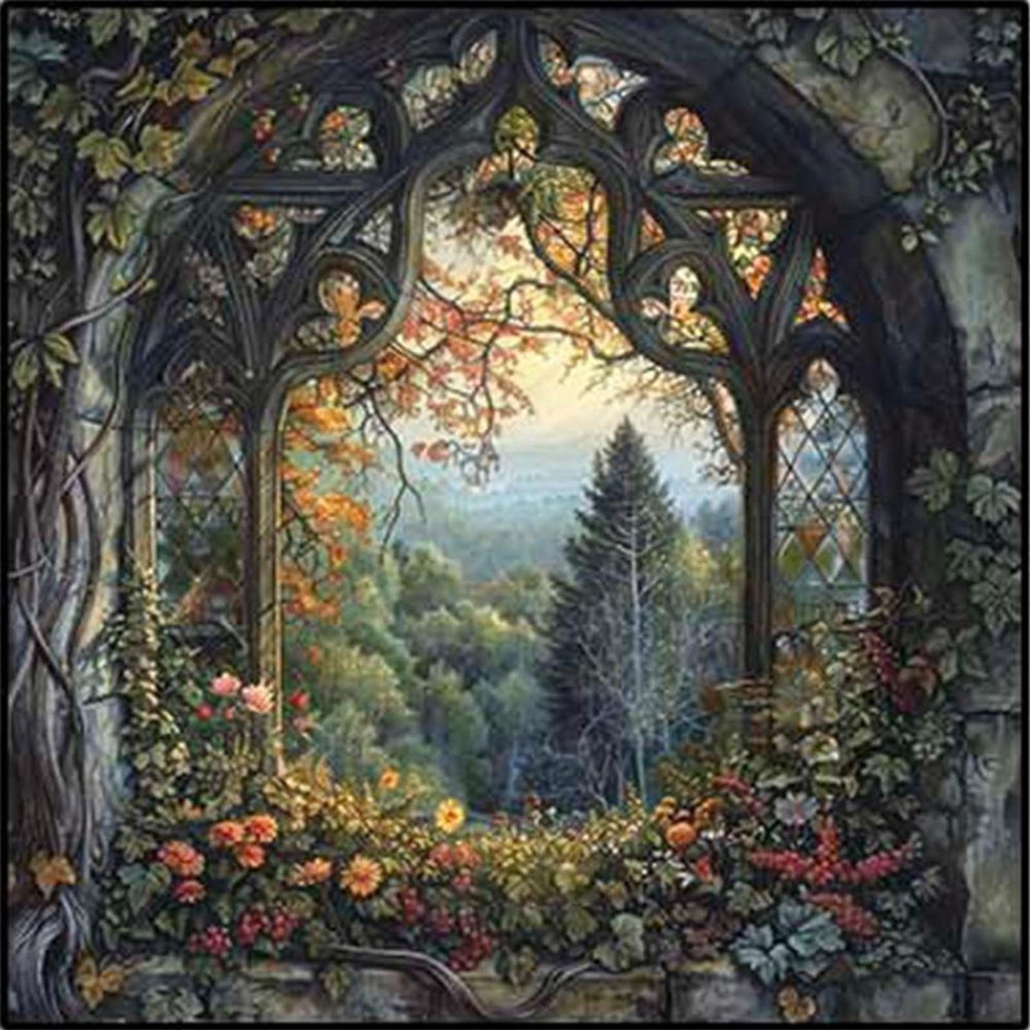 Forest - Full 11CT Stamped Cross Stitch 50x50CM - Huacan