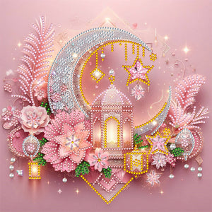 Light Feather Crescent Moon 30*30CM(Canvas) Partial Special Shaped Drill Diamond Painting