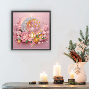 Light Feather Crescent Moon 30*30CM(Canvas) Partial Special Shaped Drill Diamond Painting