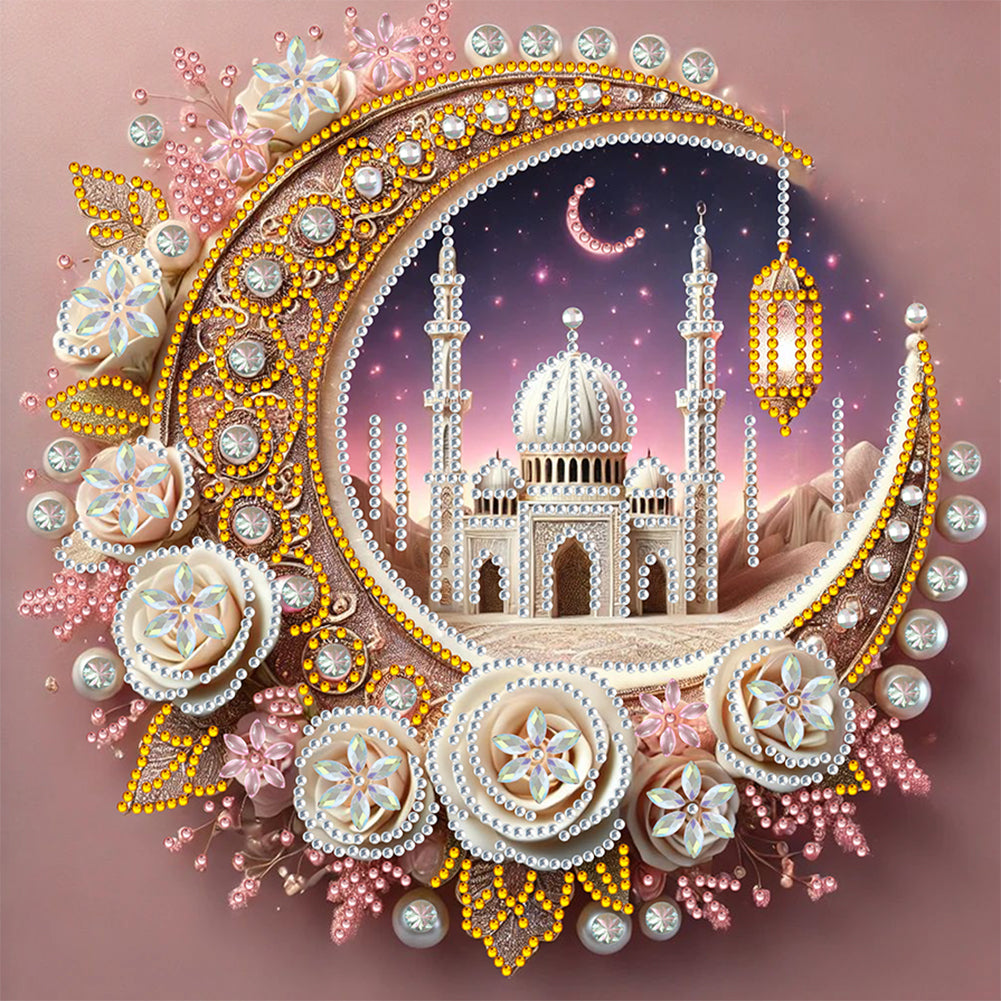 Star Crescent Moon 30*30CM(Canvas) Partial Special Shaped Drill Diamond Painting
