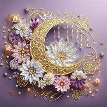 Load image into Gallery viewer, Flower Crescent Moon 30*30CM(Canvas) Partial Special Shaped Drill Diamond Painting
