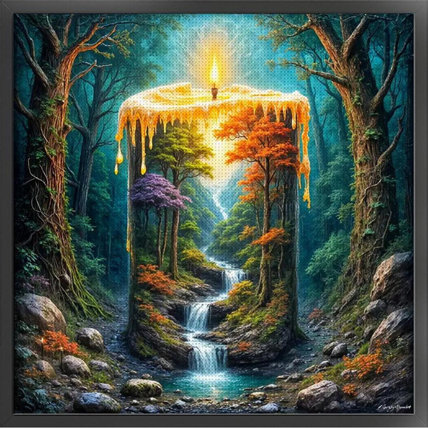 Candle Silhouette Scenery - Full 11CT Stamped Cross Stitch 50x50CM - Huacan