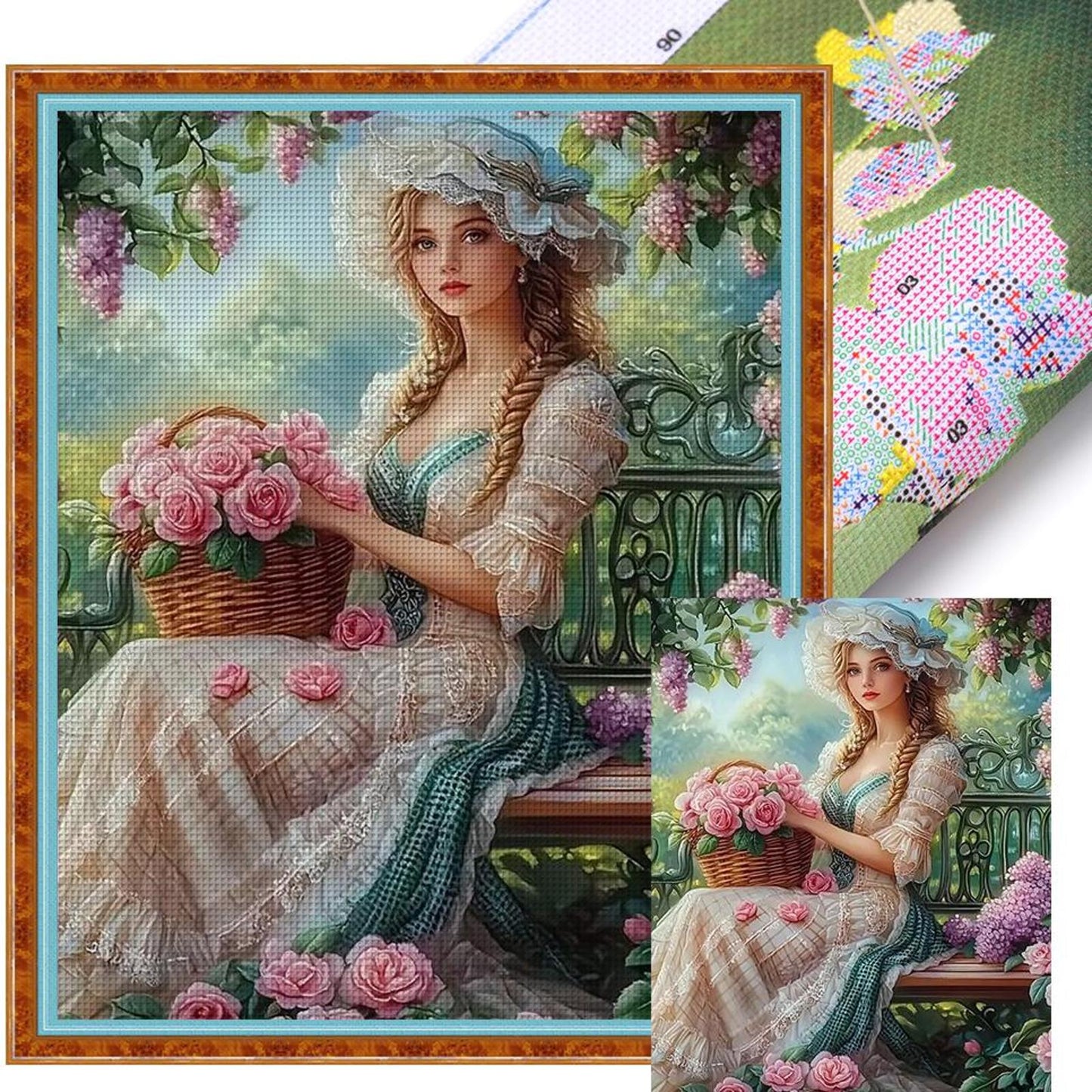 Victorian Girl - Full 11CT Stamped Cross Stitch 40x50CM - Huacan