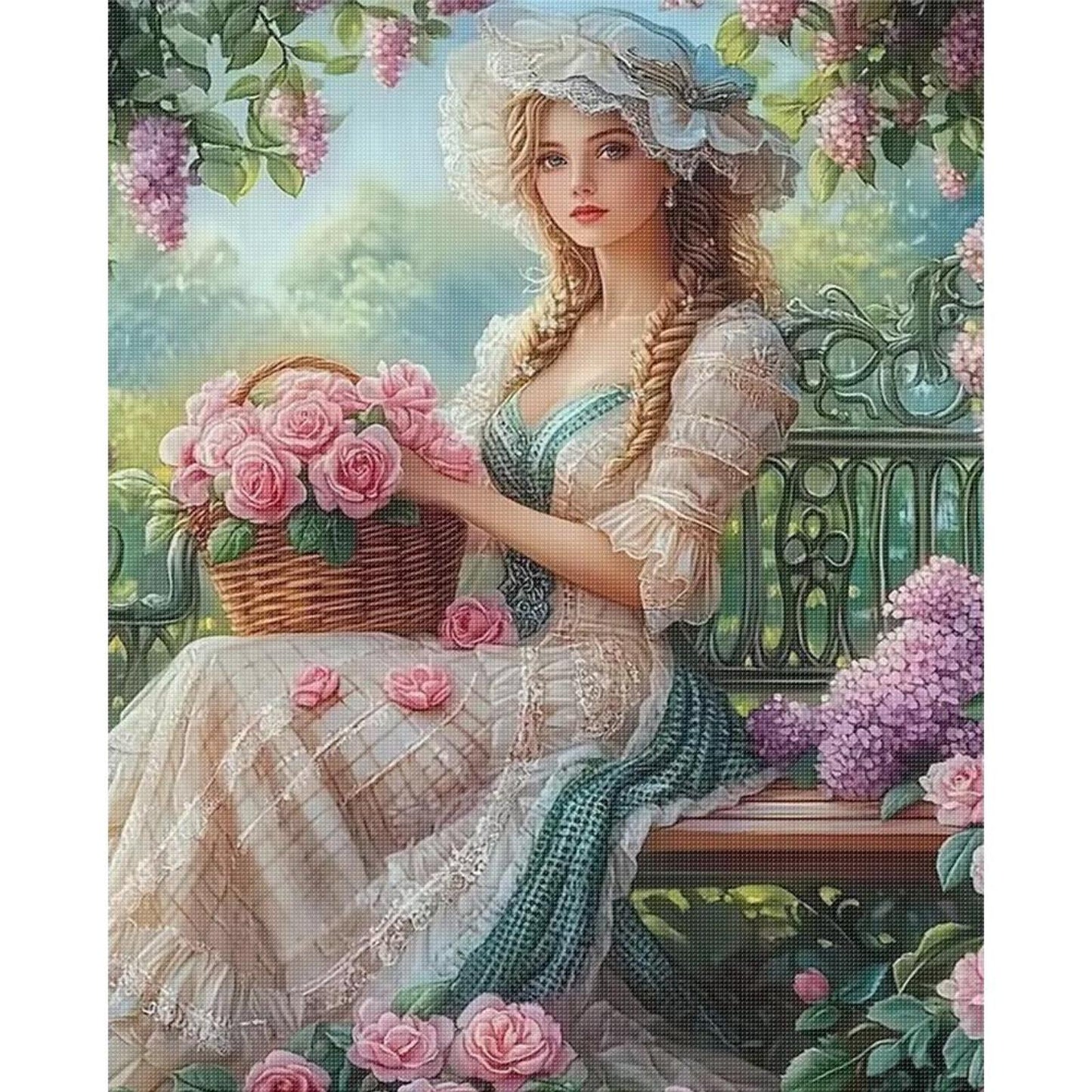 Victorian Girl - Full 11CT Stamped Cross Stitch 40x50CM - Huacan