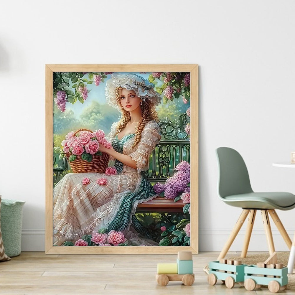 Victorian Girl - Full 11CT Stamped Cross Stitch 40x50CM - Huacan