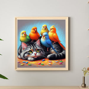 Kitten Parrot 40*40CM(Canvas) Full Round Drill Diamond Painting