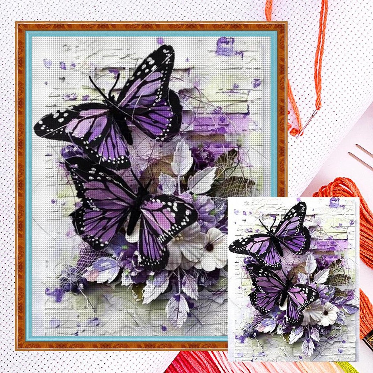 Purple Butterfly - Full 11CT Counted Cross Stitch 40x50CM - Yishu