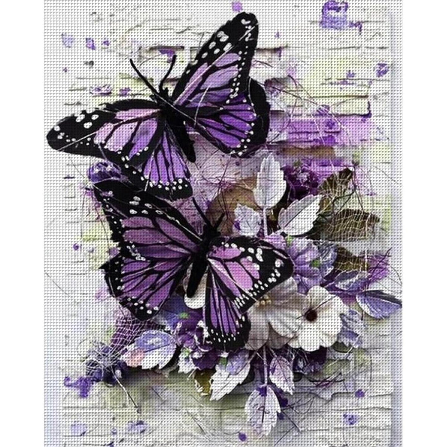 Purple Butterfly - Full 11CT Counted Cross Stitch 40x50CM - Yishu
