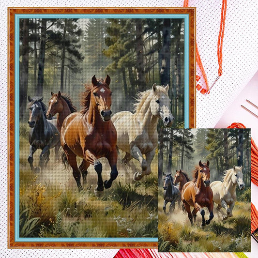 Running Horse - Full 11CT Counted Cross Stitch 40x55CM - Yishu