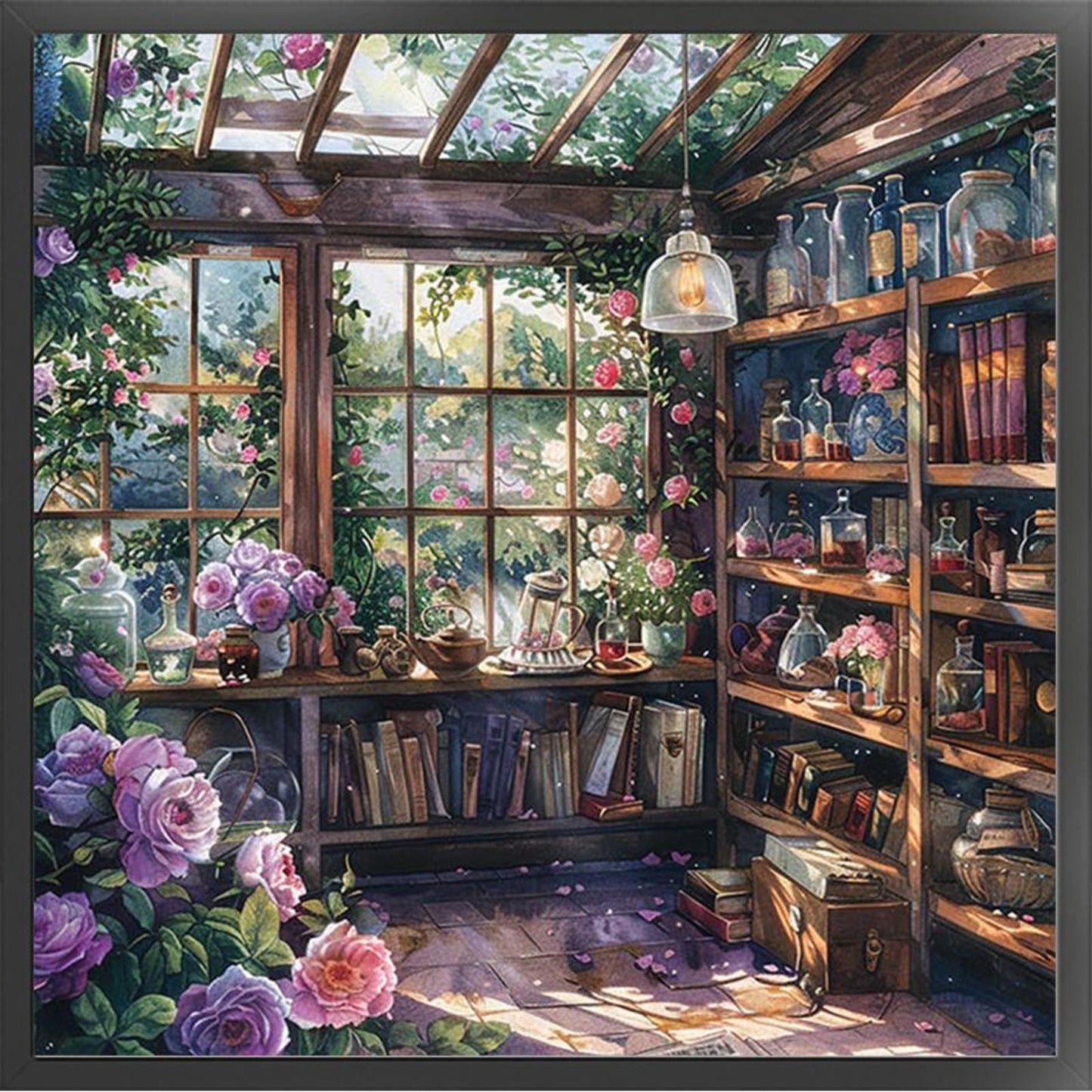Flower Cabin - Full 14CT Stamped Cross Stitch 50x50CM - Huacan