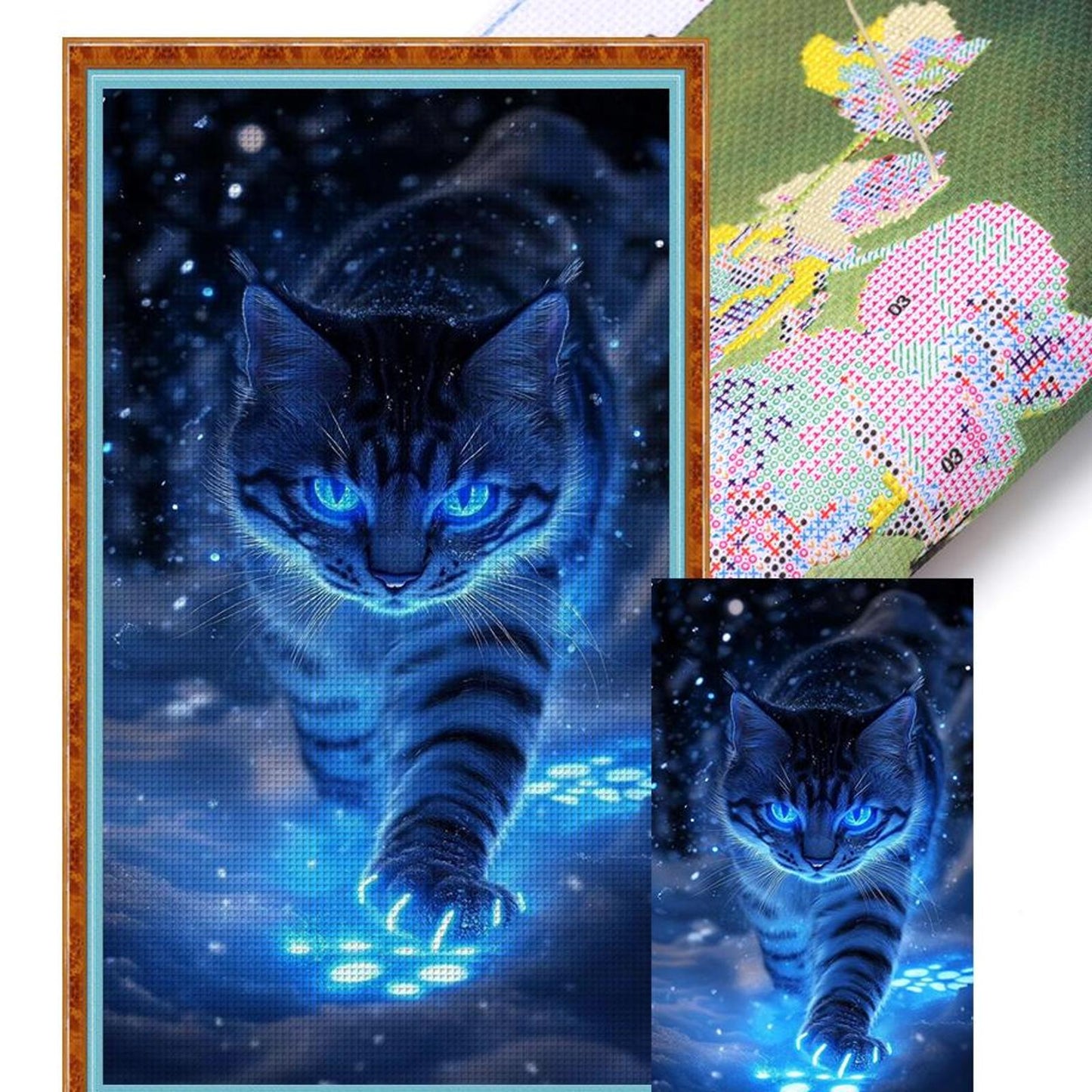 Magic Cat - Full 11CT Stamped Cross Stitch 40x70CM - Huacan
