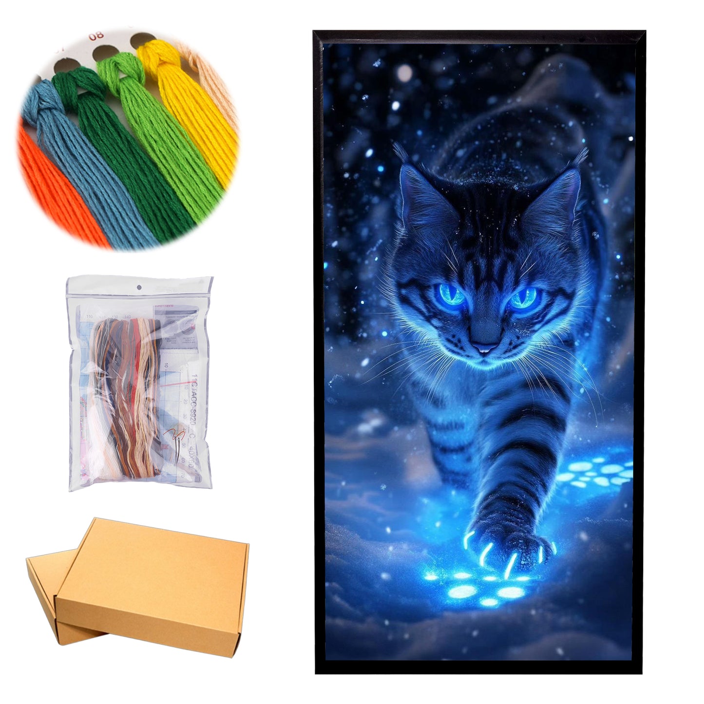 Magic Cat - Full 11CT Stamped Cross Stitch 40x70CM - Huacan