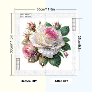 Flowers 30*30CM(Canvas) Partial Special Shaped Drill Diamond Painting