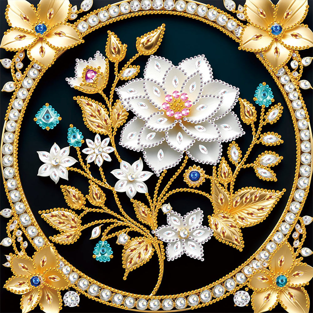 Flowers 30*30CM(Canvas) Partial Special Shaped Drill Diamond Painting