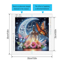 Load image into Gallery viewer, Crescent Moon Butterfly 30*30CM(Canvas) Partial Special Shaped Drill Diamond Painting
