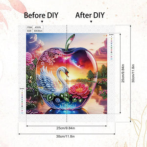 Crystal Ball Swan 30*30CM(Canvas) Partial Special Shaped Drill Diamond Painting