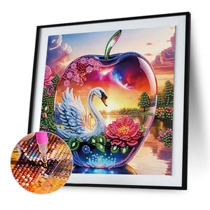 Crystal Ball Swan 30*30CM(Canvas) Partial Special Shaped Drill Diamond Painting