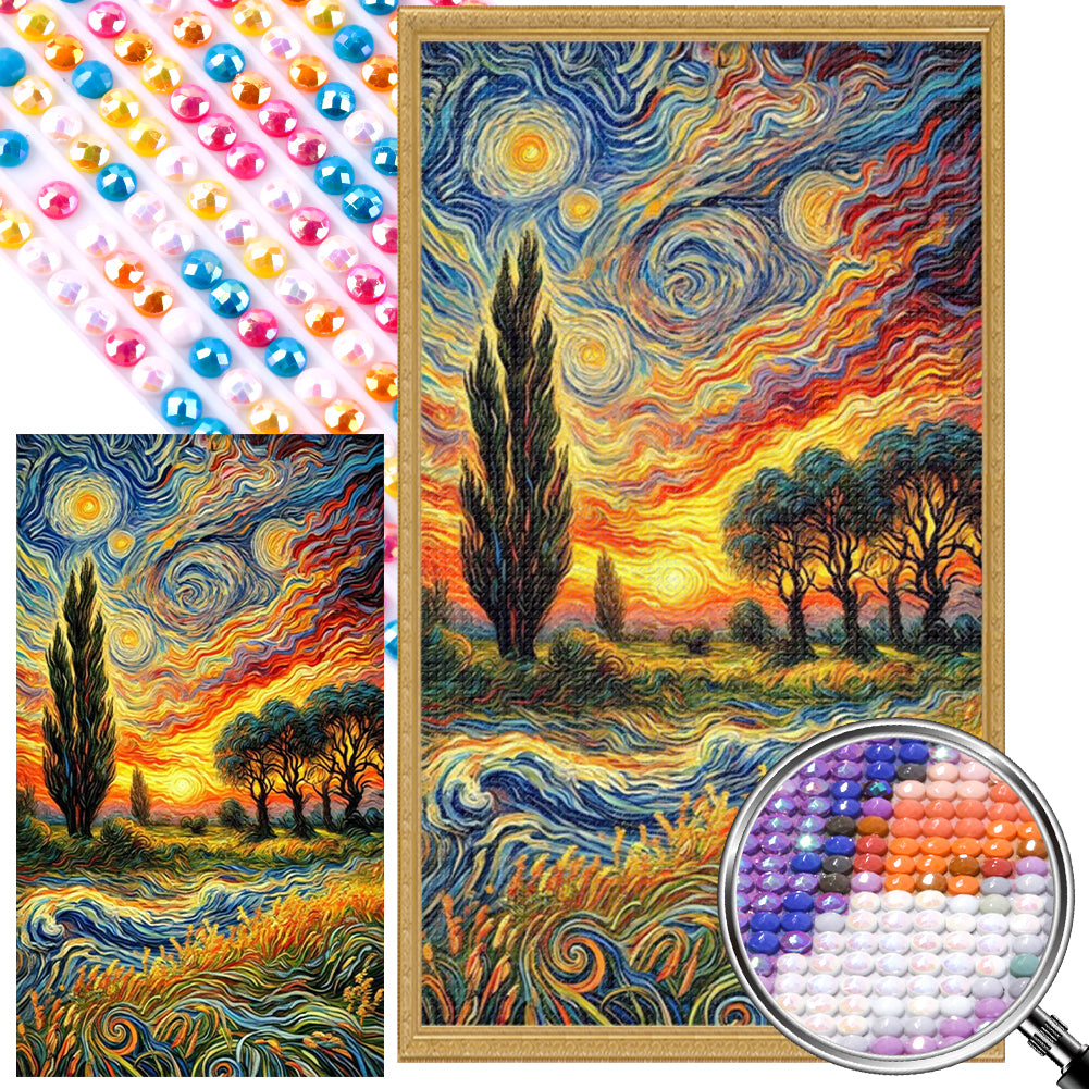 Van Gogh Wheat Field 40*70CM(Picture) Full AB Round Drill Diamond Painting
