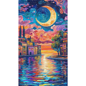 Water City Moonlight 40*70CM(Picture) Full AB Round Drill Diamond Painting
