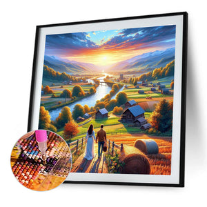 Couple And Mountains And Lakes 40*40CM(Canvas) Full Round Drill Diamond Painting