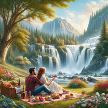 Load image into Gallery viewer, Couple And Waterfall 40*40CM(Canvas) Full Round Drill Diamond Painting
