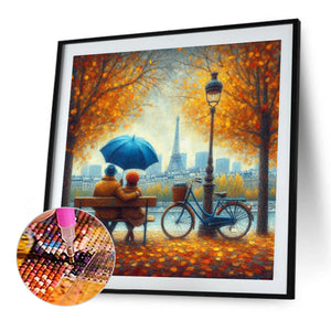 Romantic Couple And Autumn Leaves 40*40CM(Canvas) Full Round Drill Diamond Painting