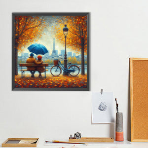 Romantic Couple And Autumn Leaves 40*40CM(Canvas) Full Round Drill Diamond Painting