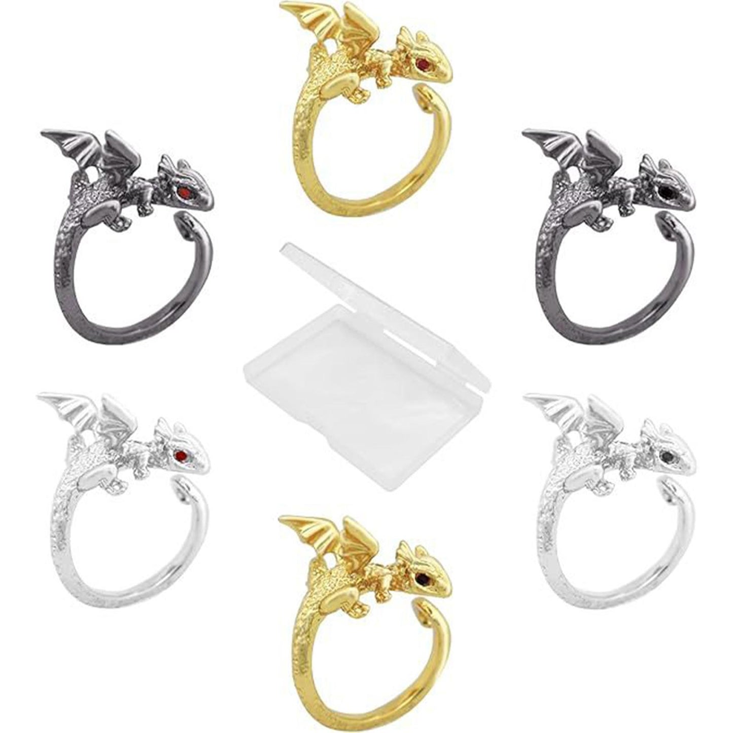 6PCS Flying Dargon Shape Crochet Ring Adjustable for Knitting Braiding Sewing