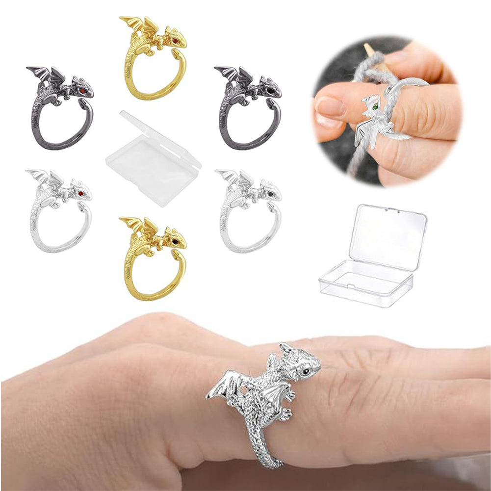 6PCS Flying Dargon Shape Crochet Ring Adjustable for Knitting Braiding Sewing