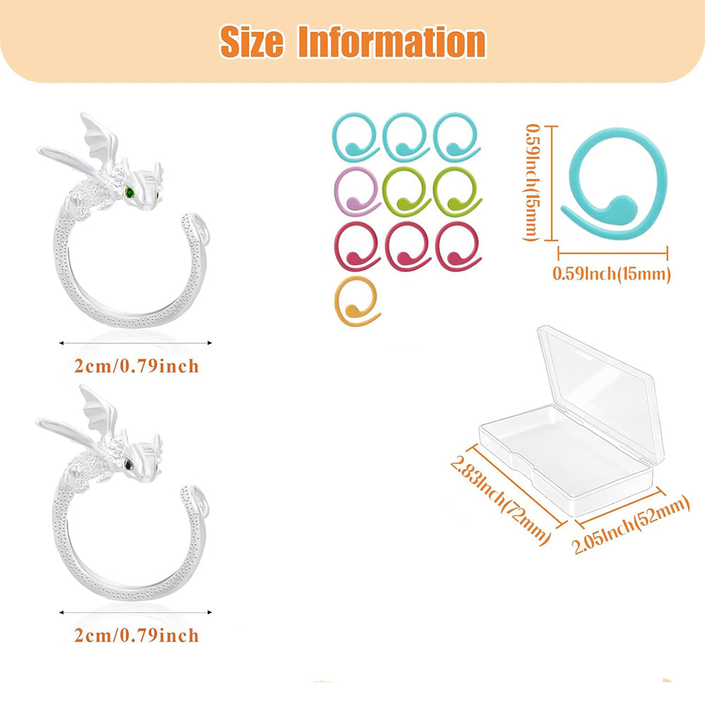6PCS Flying Dargon Shape Crochet Ring Adjustable for Knitting Braiding Sewing