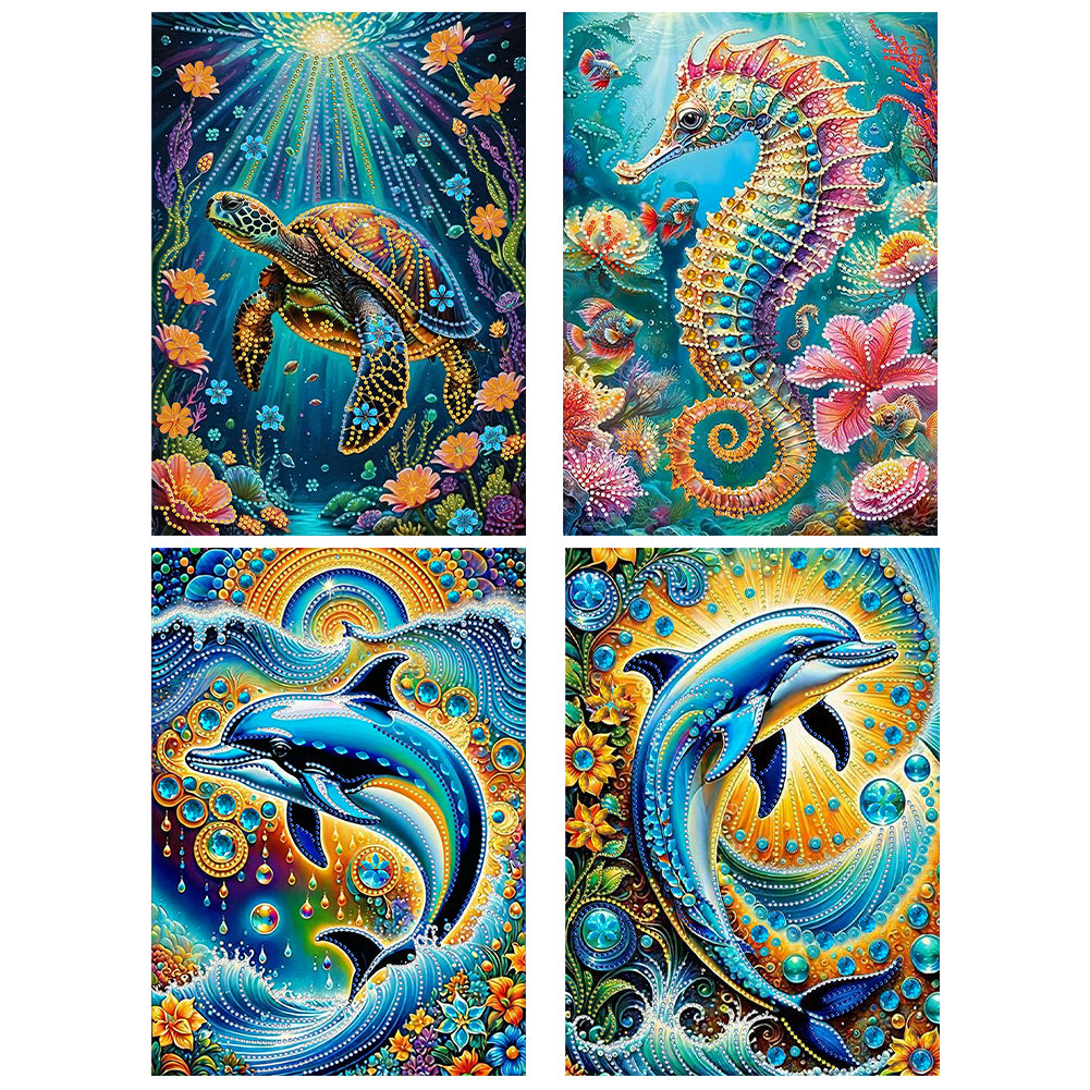Marine Animals 30*40CM(Canvas) Partial Special Shaped Drill Diamond Painting